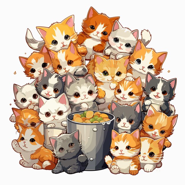 Vector conjunto de pegatinas para gatos lindos