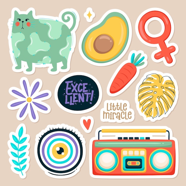 Vector conjunto de pegatinas lindas