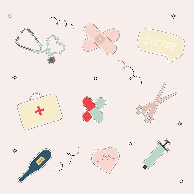 Conjunto de pegatinas médicas