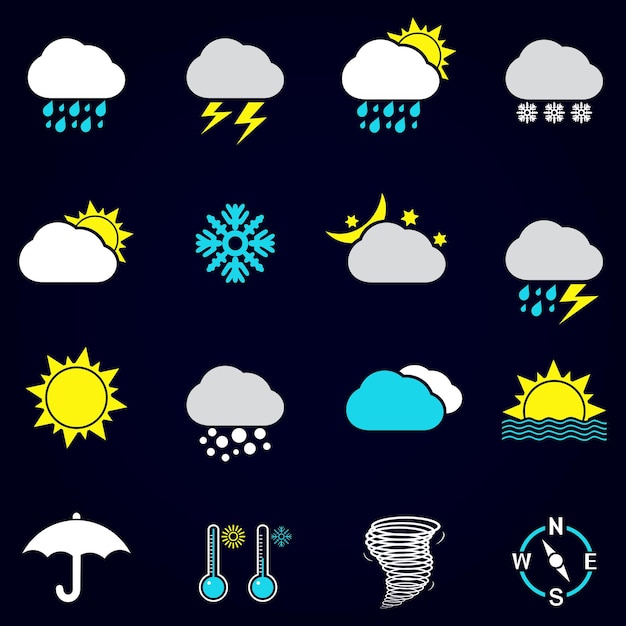 Vector conjunto de pegatinas meteorológicas