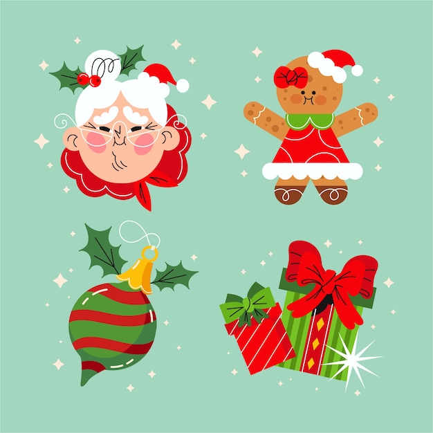 Conjunto de pegatinas de Navidad y Papá Noel