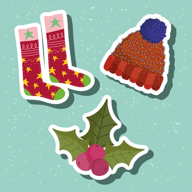 Conjunto de pegatinas navideñas