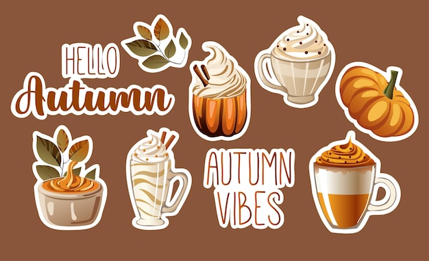 Conjunto de pegatinas de otoño Vector