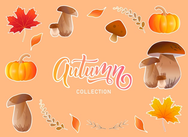 Vector un conjunto de pegatinas de otoño