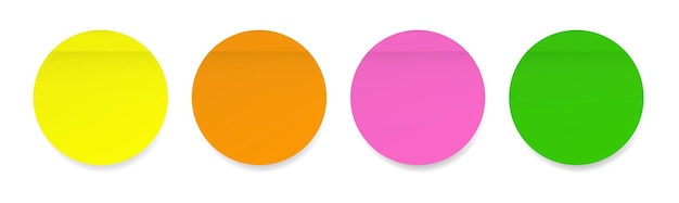 Conjunto de pegatinas de papel redondas Pegue notas de colores verde amarillo naranja y rosa Hojas de papel Etiqueta