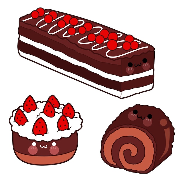 Vector conjunto de pegatinas para pasteles y dulces iconos de pasteles y pastelería