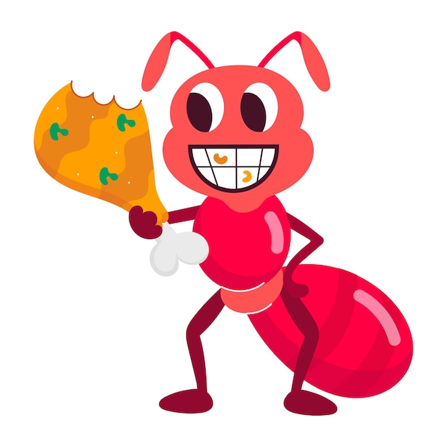 Conjunto de pegatinas planas de la mascota de la hormiga