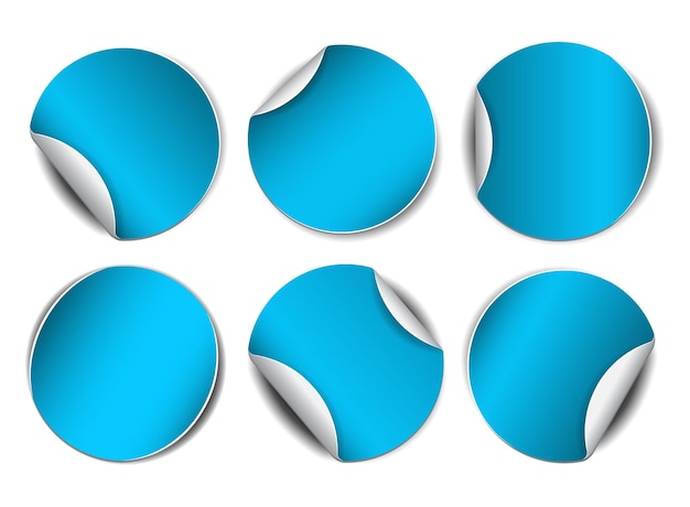Conjunto de pegatinas promocionales azules blancas.