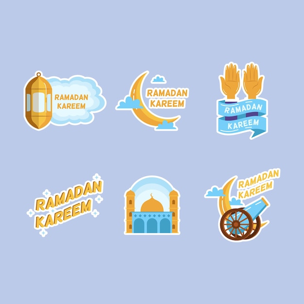 Vector conjunto de pegatinas de ramadán