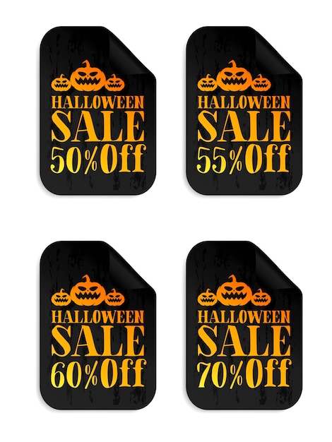 Conjunto de pegatinas de venta negra de halloween con calabaza venta de halloween 50 55 60 70 de descuento