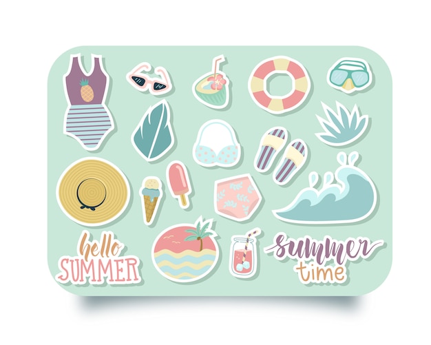 Conjunto de pegatinas de verano