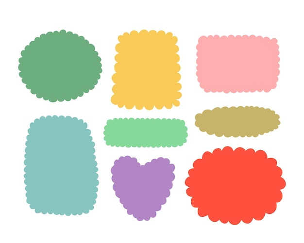 Conjunto de pegatinas de voz colorida con burbujas de fondo y ilustraciones vectoriales de paquetes de pegatina