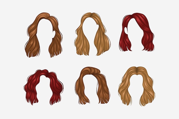 Vector conjunto de peinados de mujer variedad
