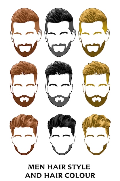 Vector conjunto de pelo hombres estilo corte de pelo para barbero catálogo de origen