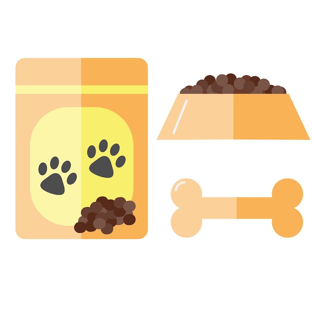 conjunto de perros de alimentación. Diseño plano
