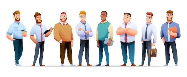 Vector conjunto de personaje de dibujos animados del equipo de empresarios