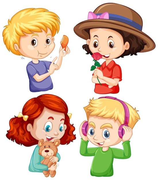 Conjunto de personaje de dibujos animados de niños