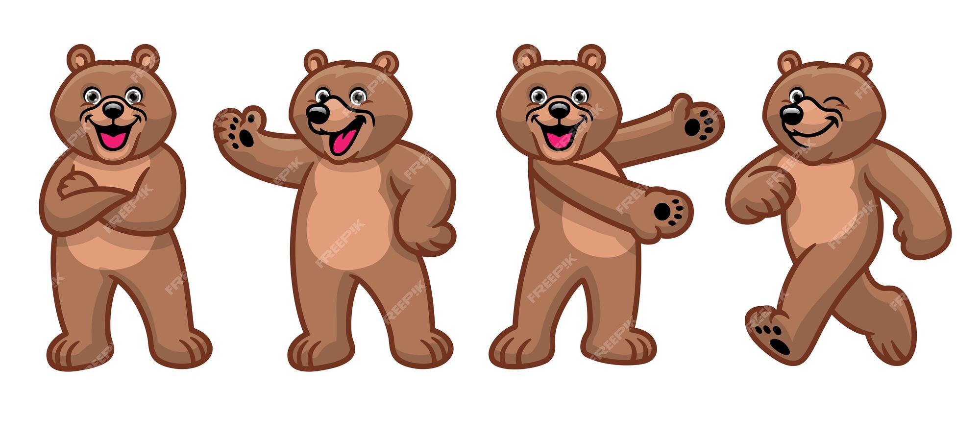 Conjunto de personaje de dibujos animados de oso pardo pardo | Vector  Premium