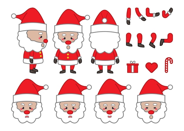 Conjunto de personaje de dibujos animados de santa claus para diseño de movimiento