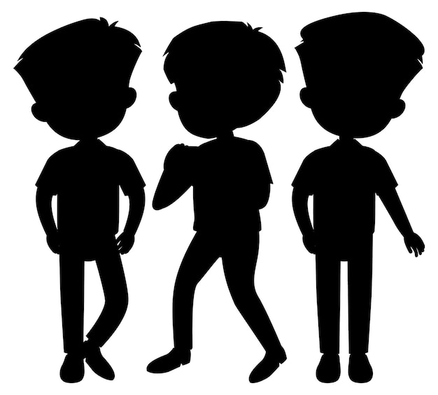 Vector conjunto de personaje de dibujos animados de silueta de niños