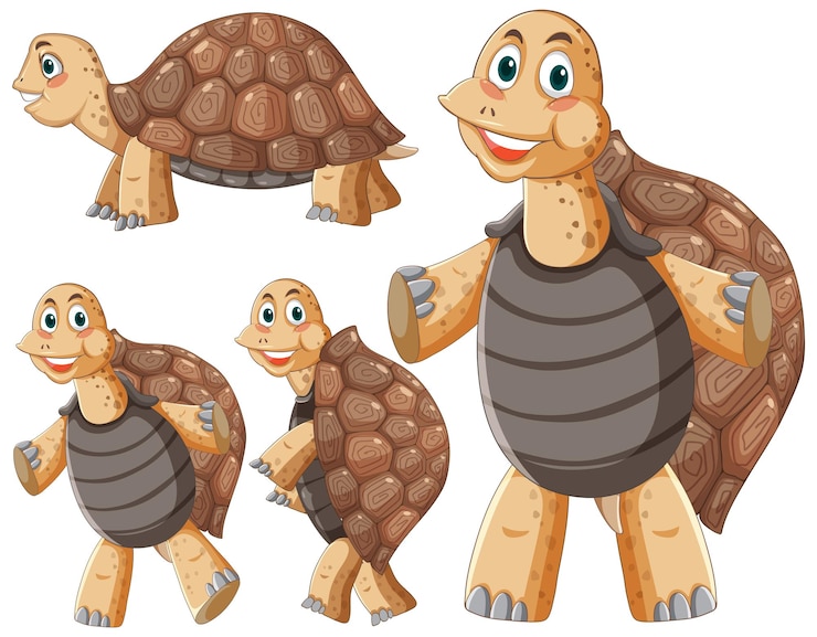 Vector conjunto de personaje de dibujos animados de tortuga