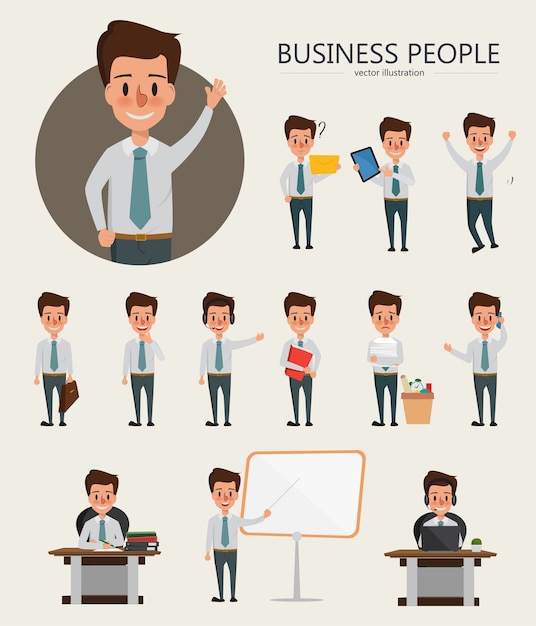 Conjunto de personaje de empresario