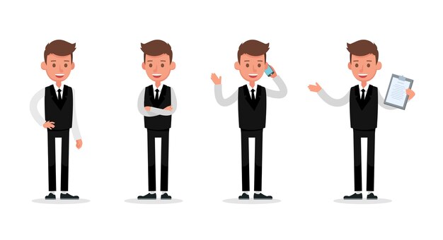 Conjunto de personaje de empresario