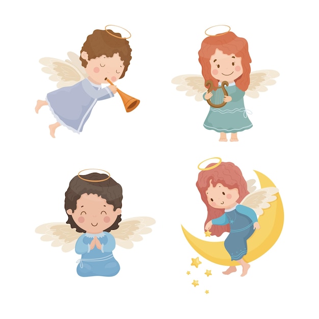 Conjunto de personajes de ángel para niños