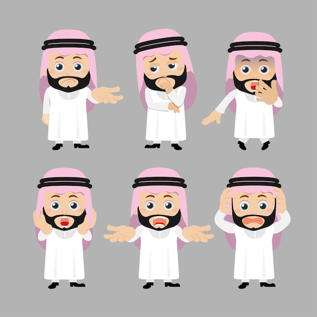 Conjunto de personajes árabes en diferentes poses.