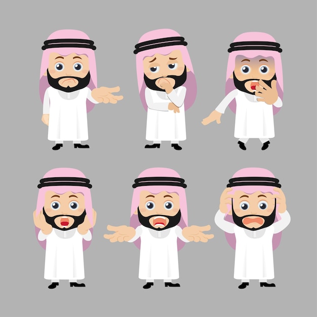 Conjunto de personajes árabes en diferentes poses.