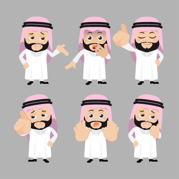 Conjunto de personajes árabes en diferentes poses.