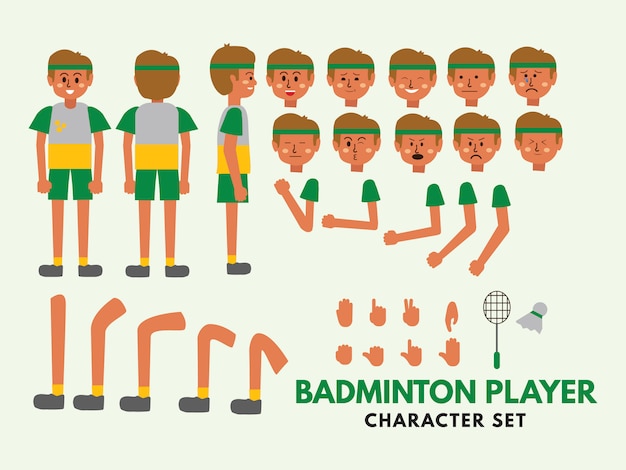 Conjunto de personajes de bádminton jugador.