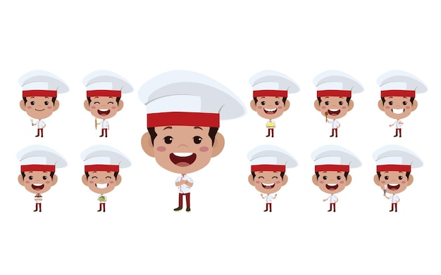 Conjunto de personajes de Chef en diferentes poses.