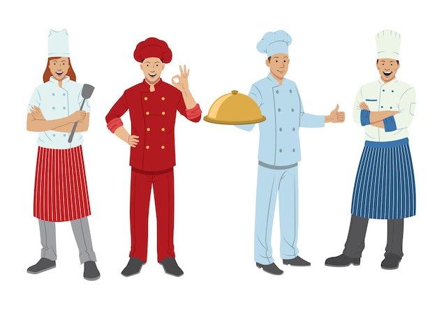 Vector conjunto de personajes de chef