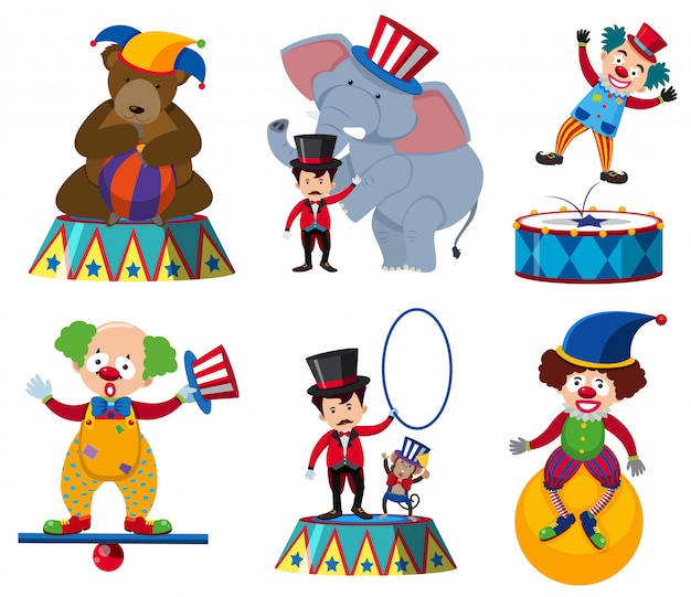 Vector un conjunto de personajes de circo