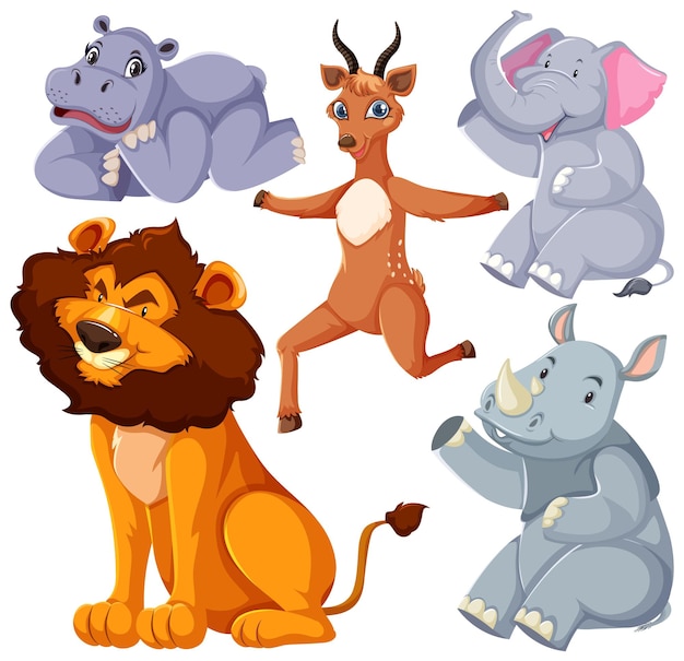 Conjunto de personajes de dibujos animados de animales lindos