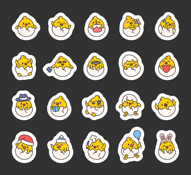 Conjunto de personajes de dibujos animados de Chick shell