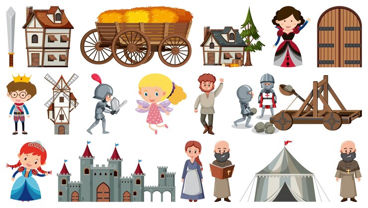 Conjunto de personajes de dibujos animados de fantasía