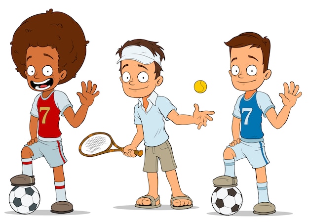 Vector conjunto de personajes de dibujos animados futbolistas de tenis