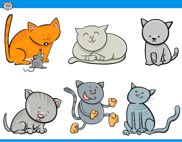 conjunto de personajes de dibujos animados gato