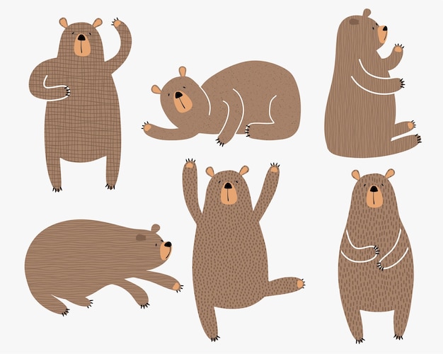conjunto de personajes de dibujos animados de osos