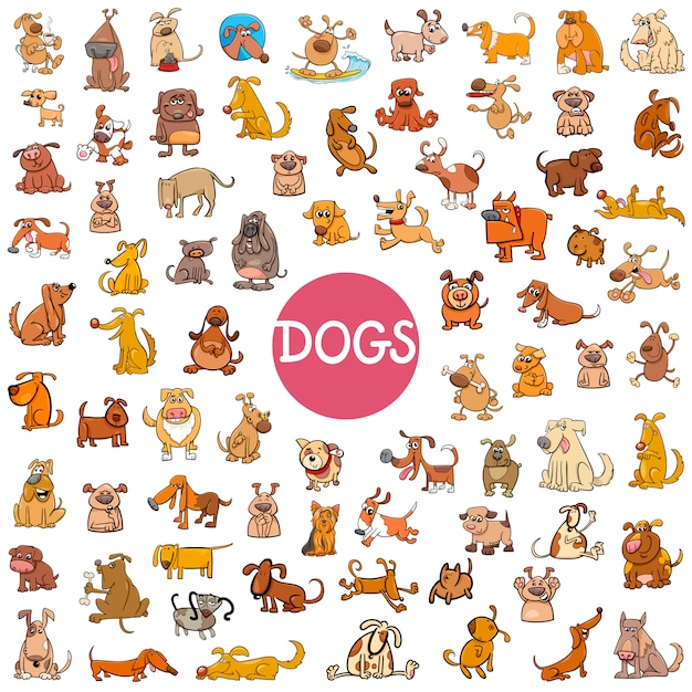 conjunto de personajes de dibujos animados perro grande