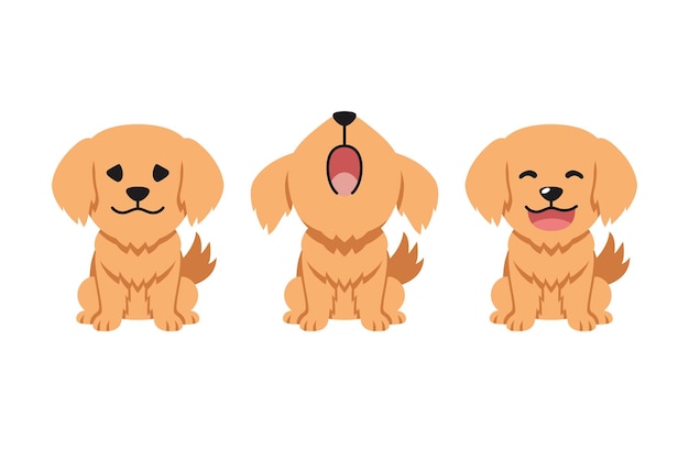 Vector conjunto de personajes de dibujos animados vectoriales lindo perro golden retriever