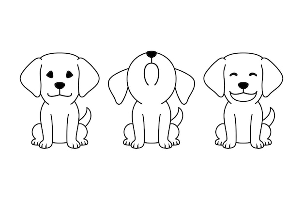 Conjunto de personajes de dibujos animados vectoriales lindo perro Labrador Retriever