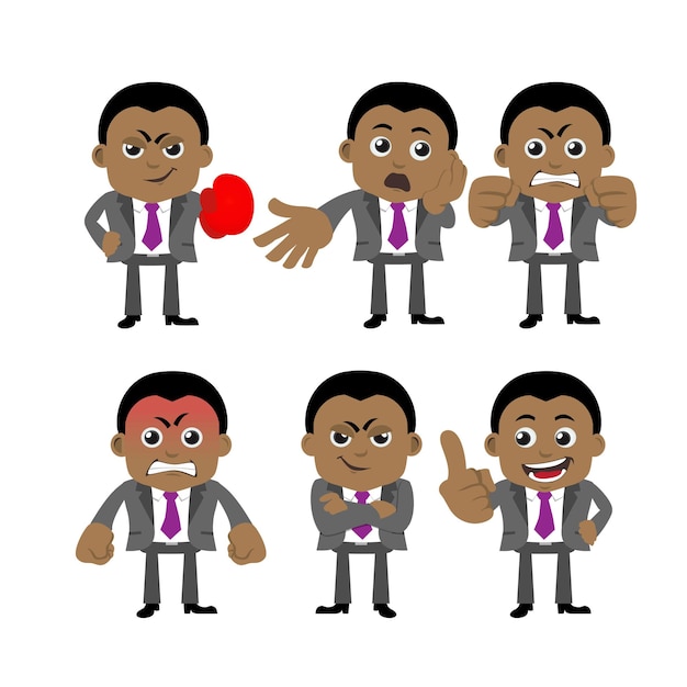 Vector conjunto de personajes de empresario en diferentes poses.