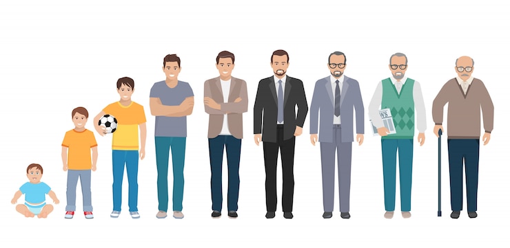 Vector conjunto de personajes familiares masculinos