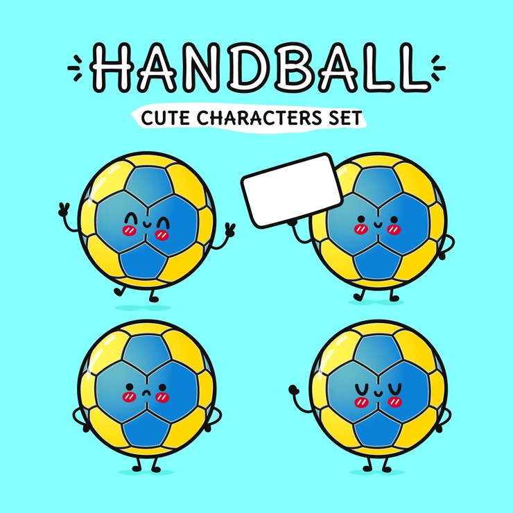 Conjunto de personajes felices de balonmano