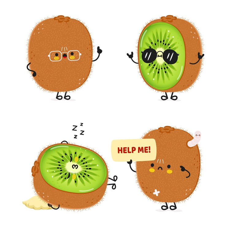 Vector conjunto de personajes de frutas de kiwi divertidos
