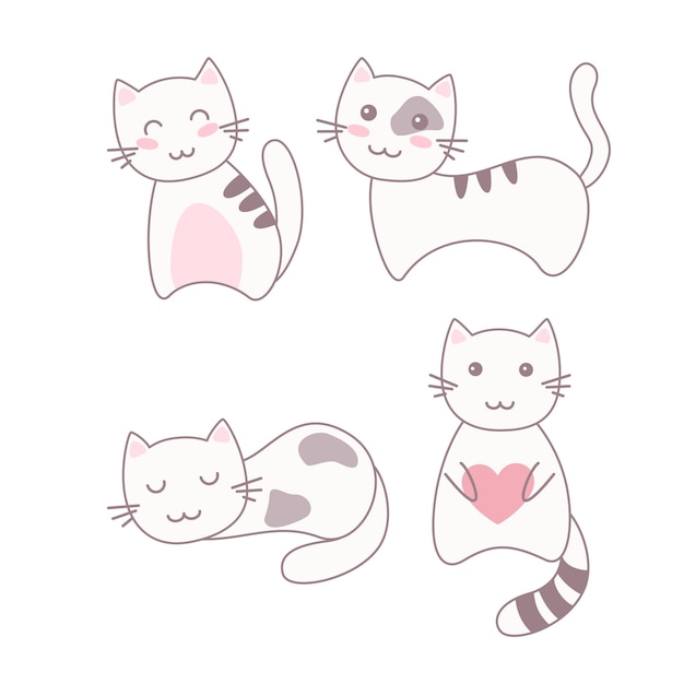 conjunto de personajes de gatos lindos