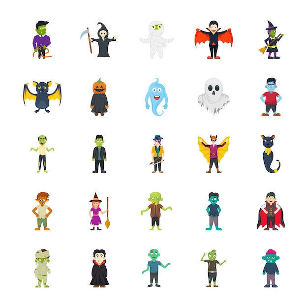 Conjunto de personajes de halloween